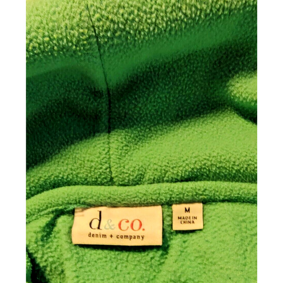 D & Co. Woman Green Fleece Tunic Top Size M Cowl Neck Slits Stretch Soft Cozy - Picture 6 of 7
